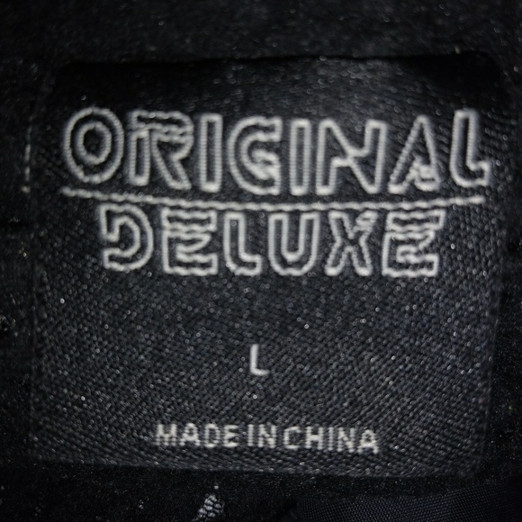 Original Deluxe L Bomber Black Nylon Gray Hoody Jacket - Picture 5 of 5